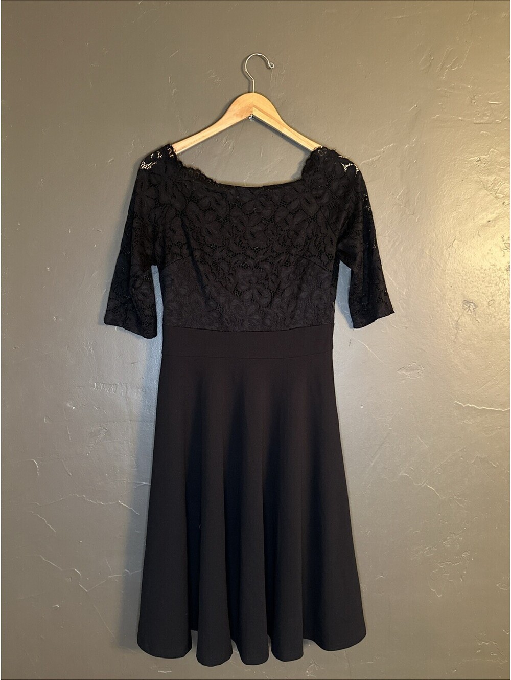Women's Black MissMay Lace Top A-Line Dress, Size Large
